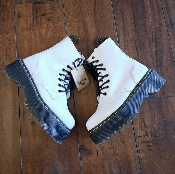 Doc Dr. Martens Women's Jadon Leather Lace Up Ankle Boots White Size US 6L/ 5M - Picture 6 of 16